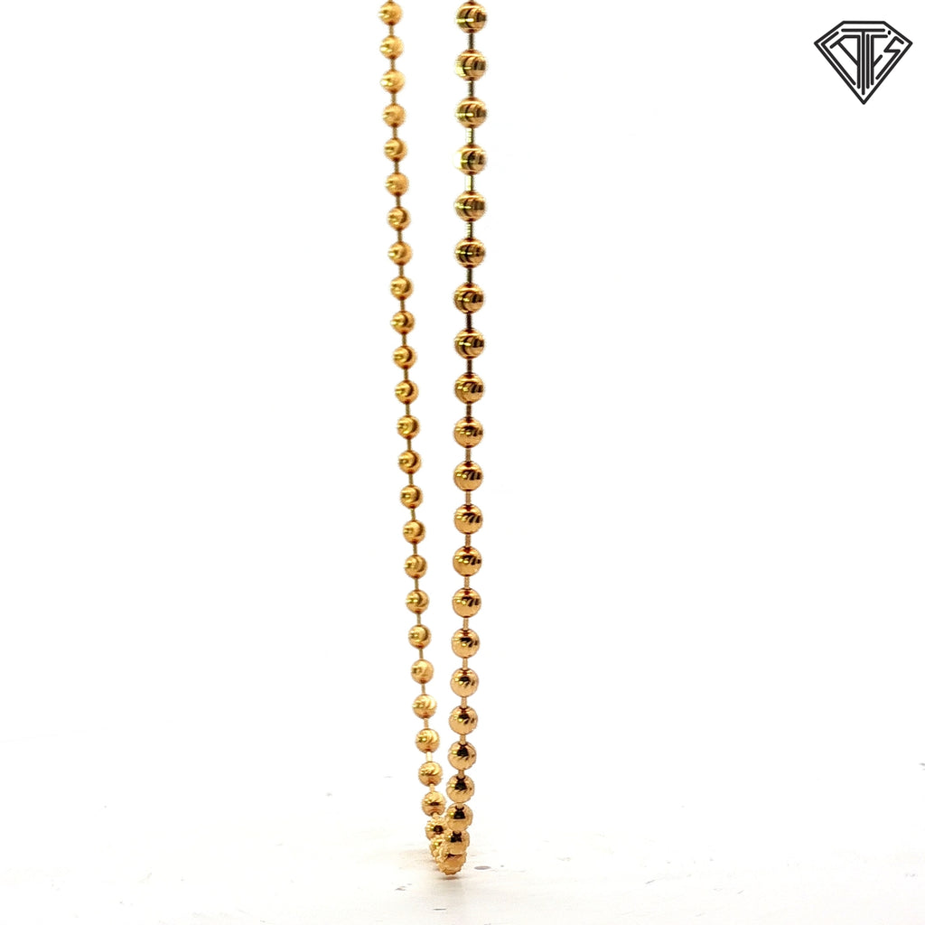 18k Yellow Gold Diamond Cut Beaded Necklace 15.3 gram 31"inch