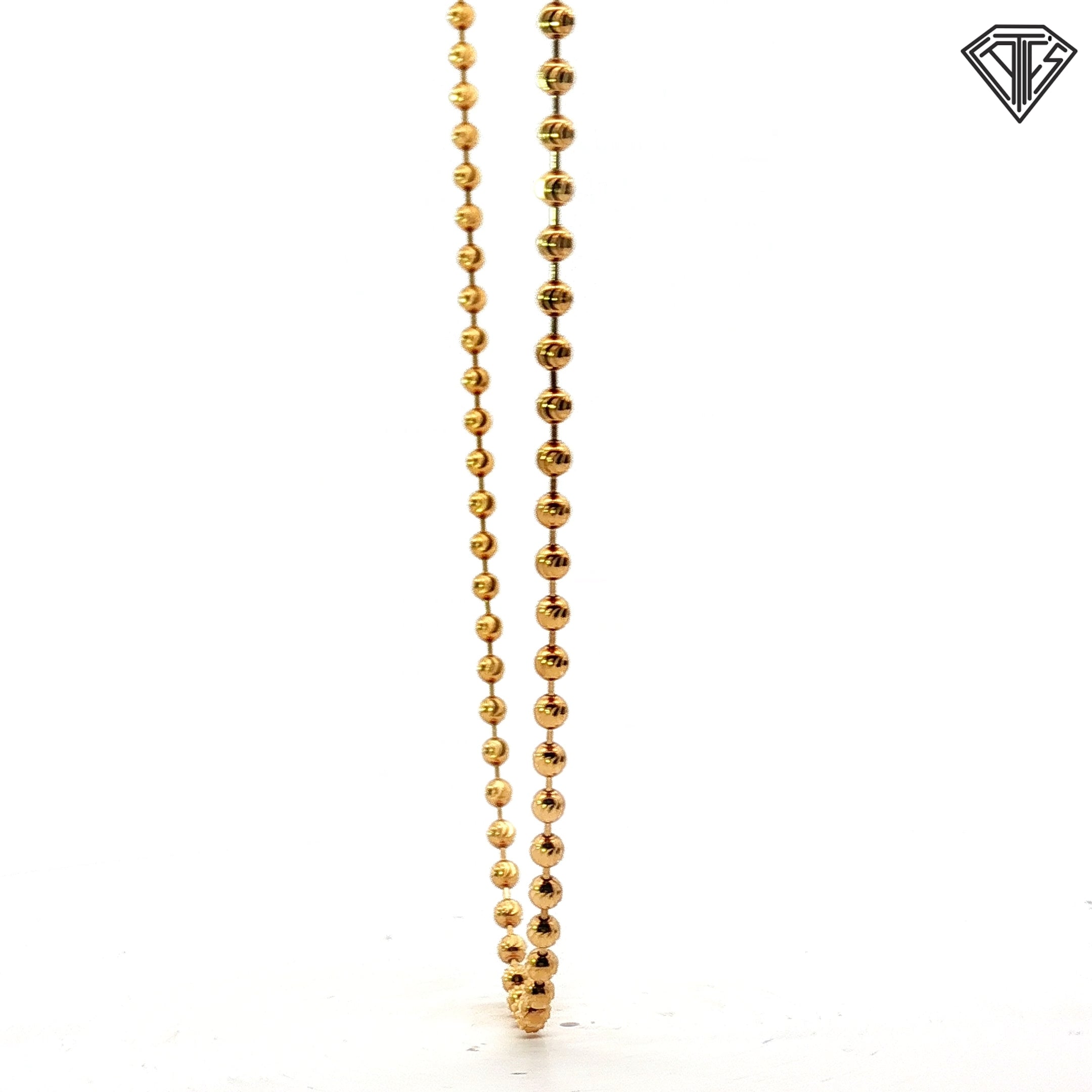 18k Yellow Gold Diamond Cut Beaded Necklace 15.3 gram 31"inch