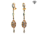 14k Yellow Gold Diamond Accent Multi-Shape Tear Drop Dangle French Hook Earrings 6.2 gram 2"inch