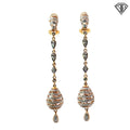 14k Two Tone Diamond Accent Multi-Shape Tear drop Dangle French Hook  Earrings 6.6 gram 2.5"inch