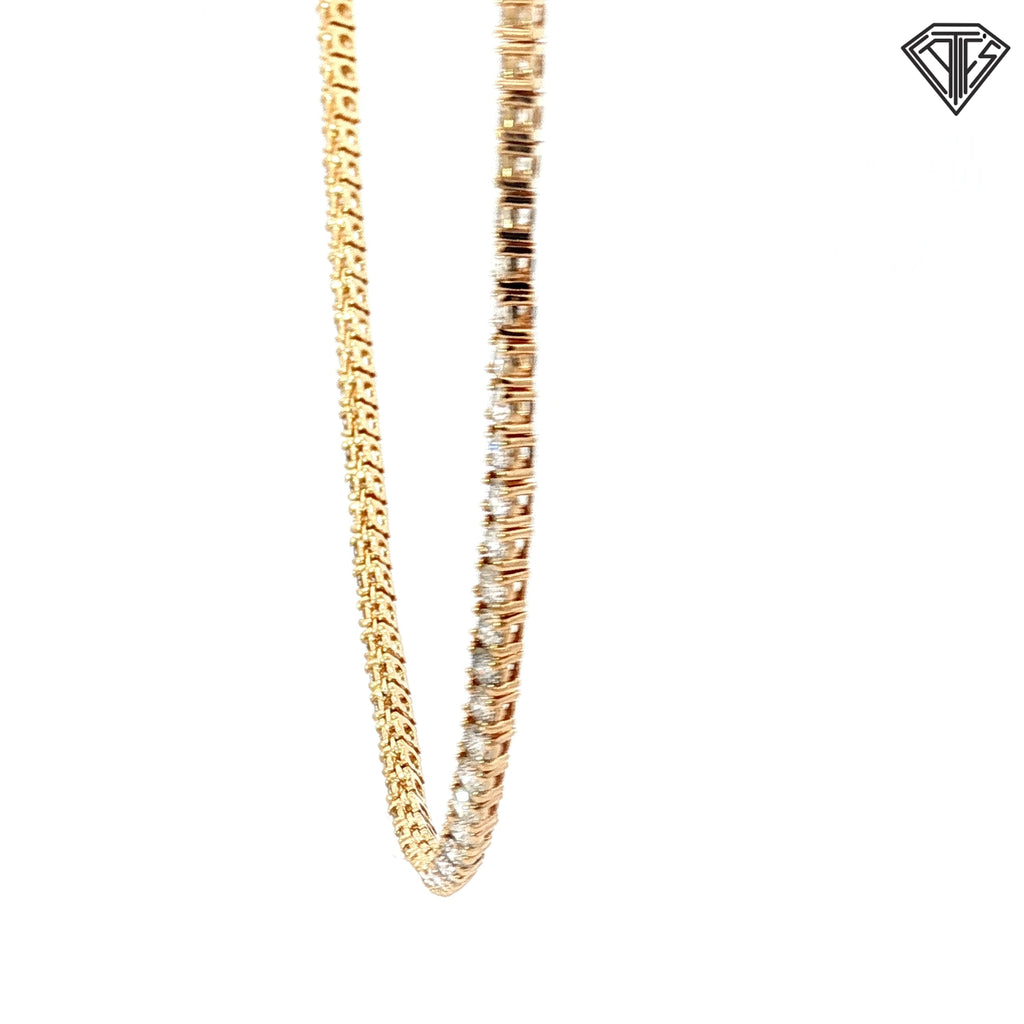 14k Yellow Gold 11.75ct F SI1/ VS2 Round Diamond Tennis Necklace 18"inch