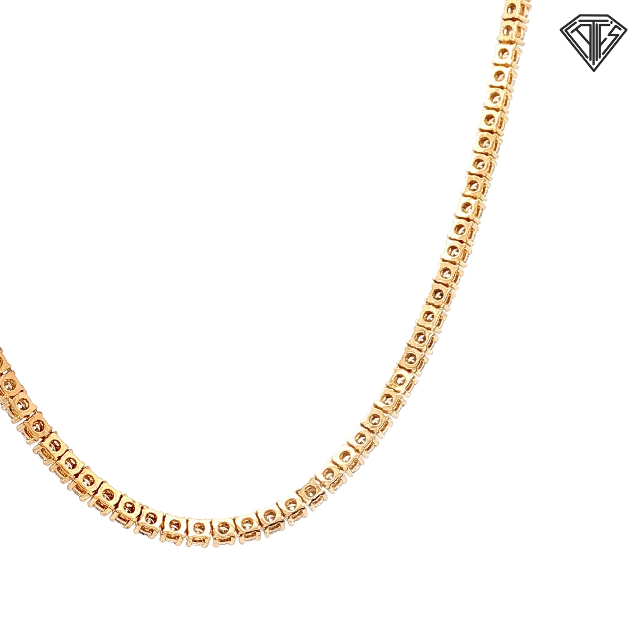 14k Yellow Gold 11.75ct F SI1/ VS2 Round Diamond Tennis Necklace 18"inch