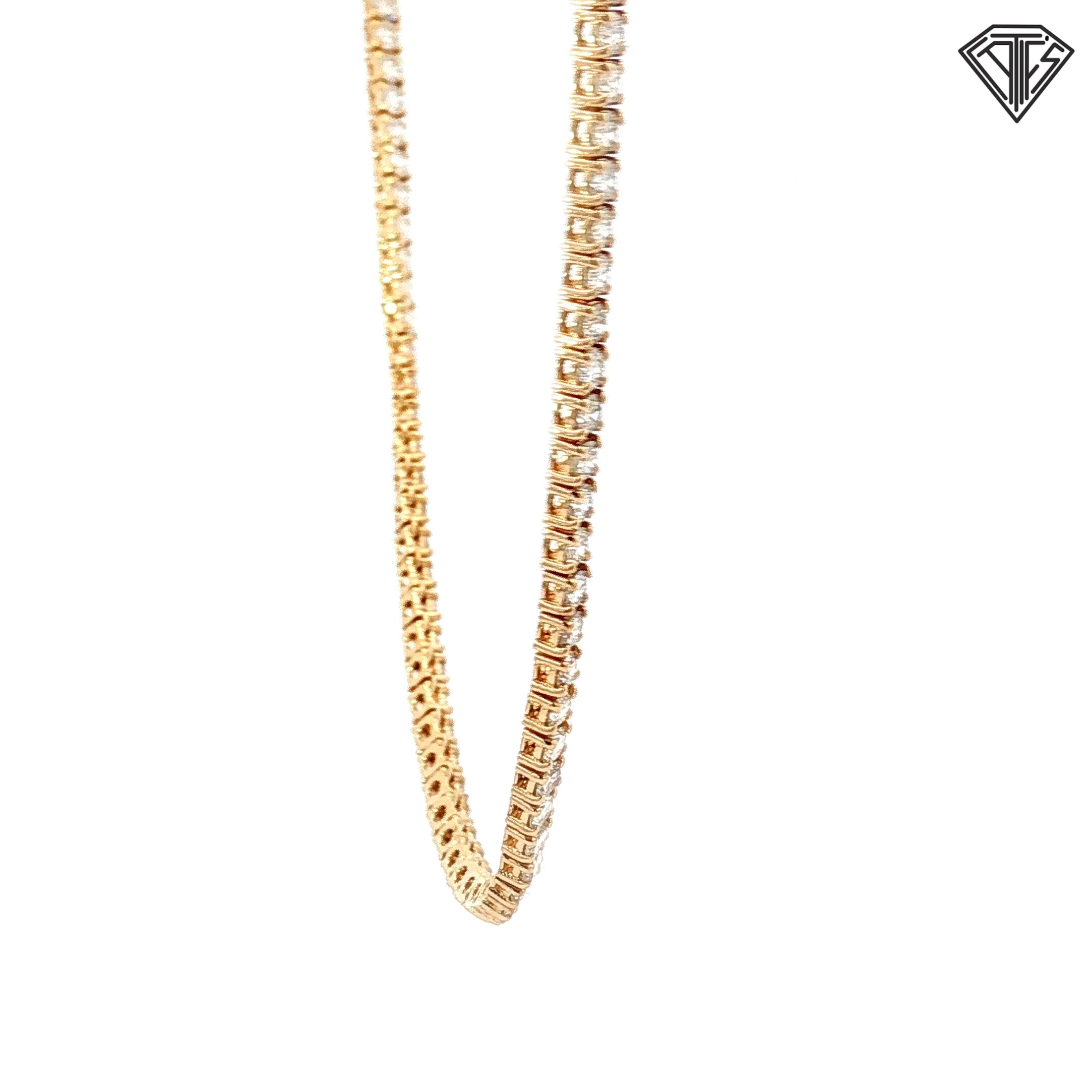 14k Yellow Gold 11.75ct F SI1/ VS2 Round Diamond Tennis Necklace 18"inch
