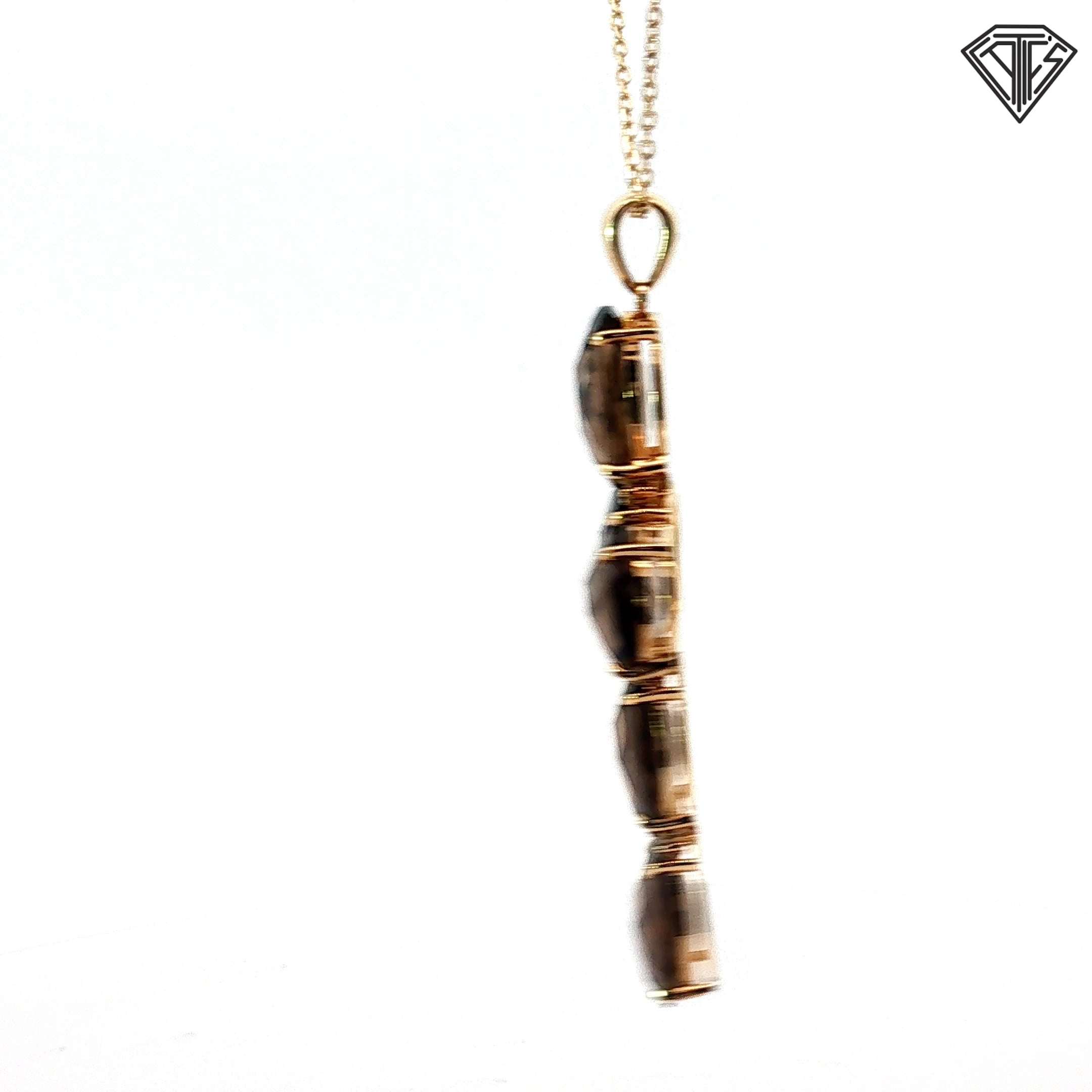 14k Yellow Gold Oval Checker Board Cut Smokey Quartz / Round Diamond Cross 2x 1 1/4"  12x10  9.5 gram