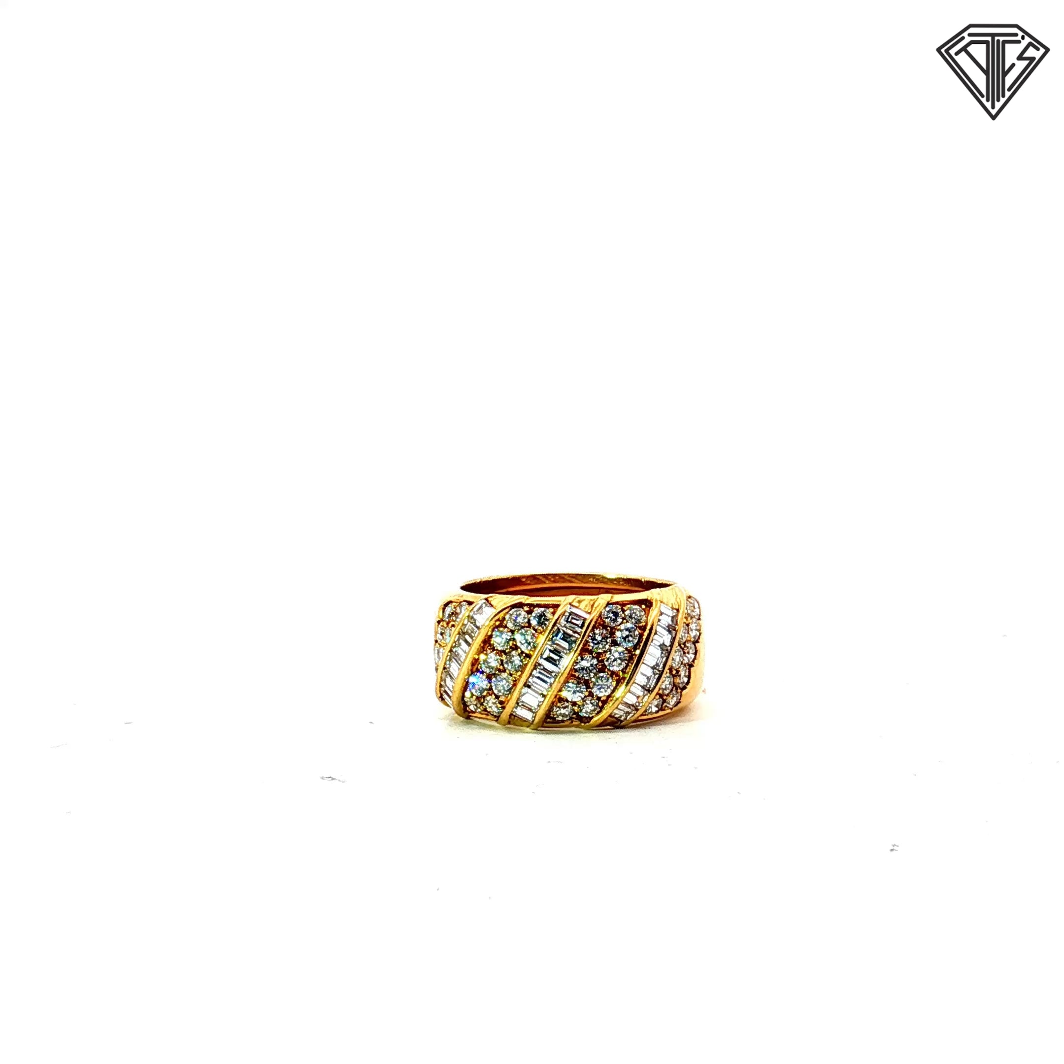 18k Yellow Gold 1.35ct E VVS2 Round Diamond Vintage Italian Diamond Ring Size 6 Stamped (1481 AL)