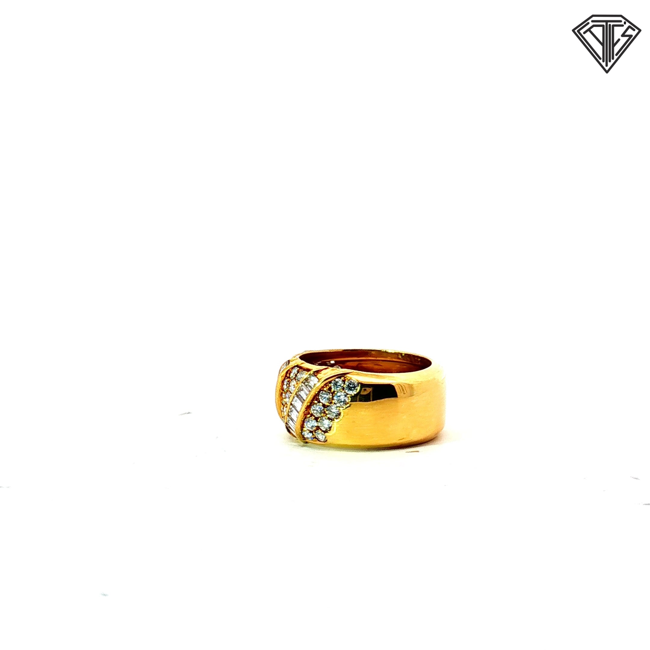 18k Yellow Gold 1.35ct E VVS2 Round Diamond Vintage Italian Diamond Ring Size 6 Stamped (1481 AL)