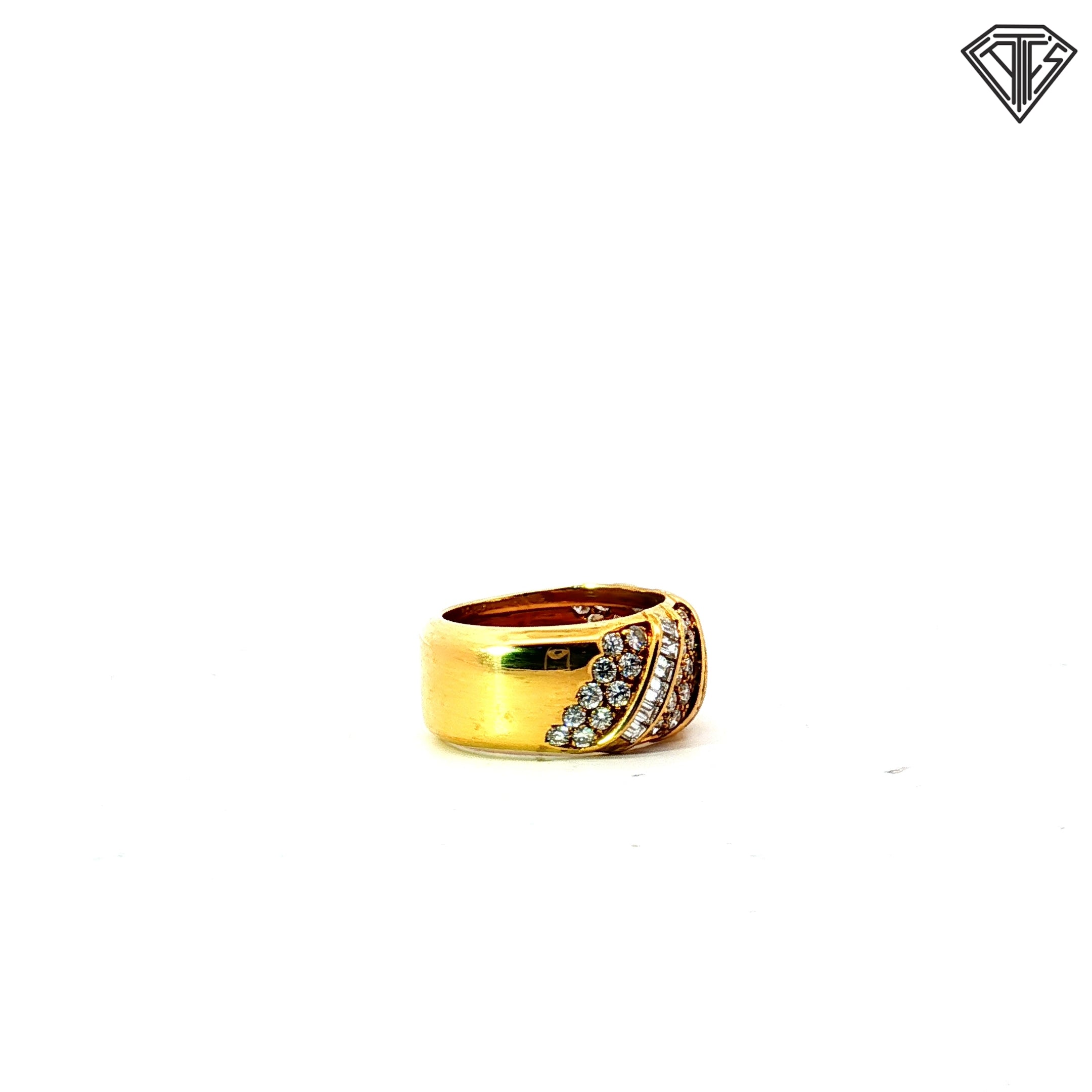 18k Yellow Gold 1.35ct E VVS2 Round Diamond Vintage Italian Diamond Ring Size 6 Stamped (1481 AL)