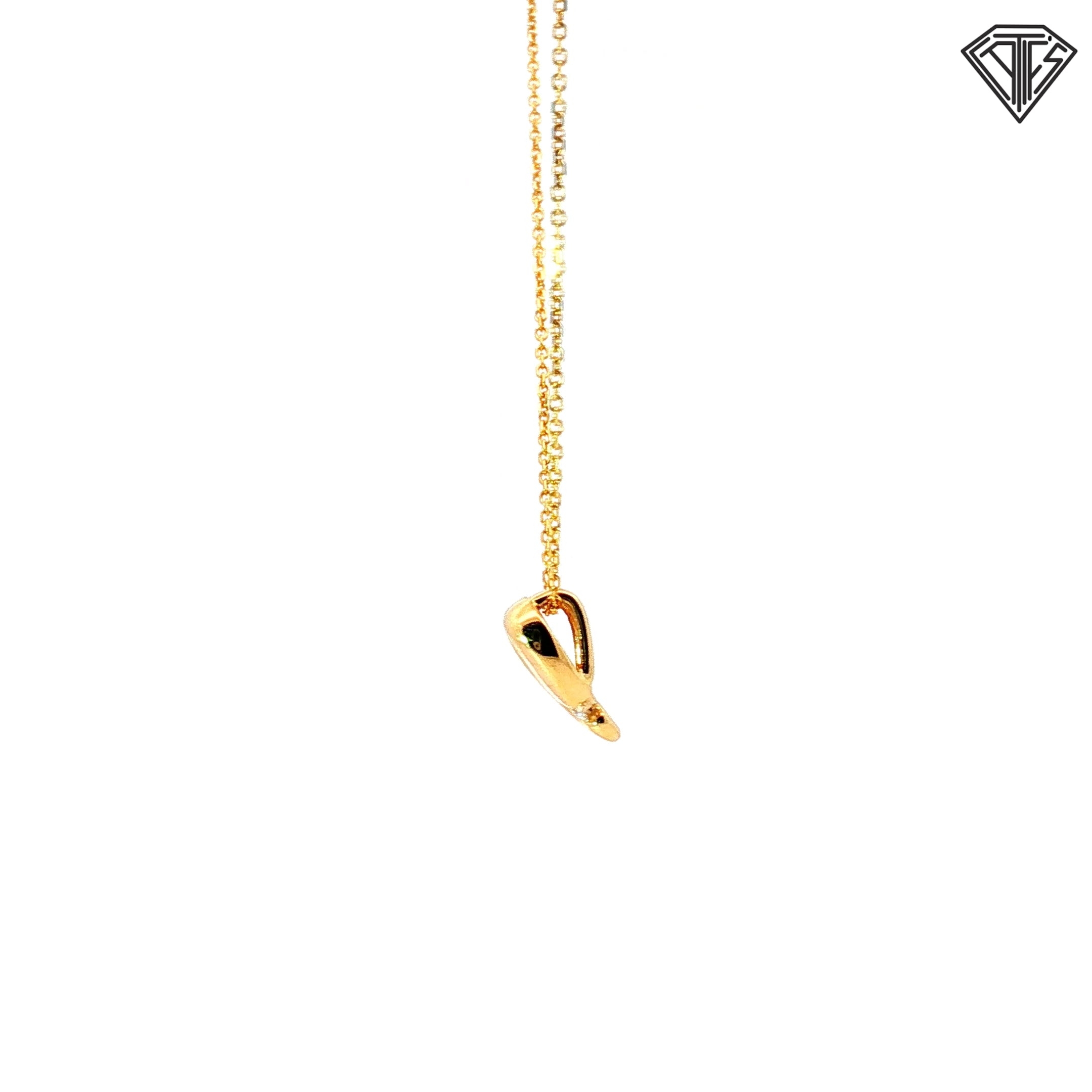 14k Yellow Gold .05ct F VS2 Round Diamond Open Heart Pendant 3.6 gram