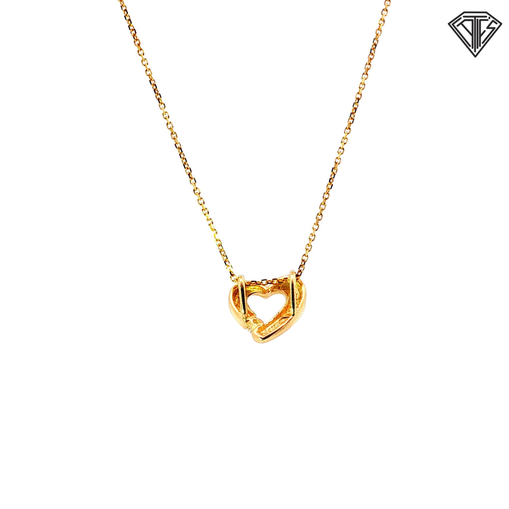 14k Yellow Gold .05ct F VS2 Round Diamond Open Heart Pendant 3.6 gram