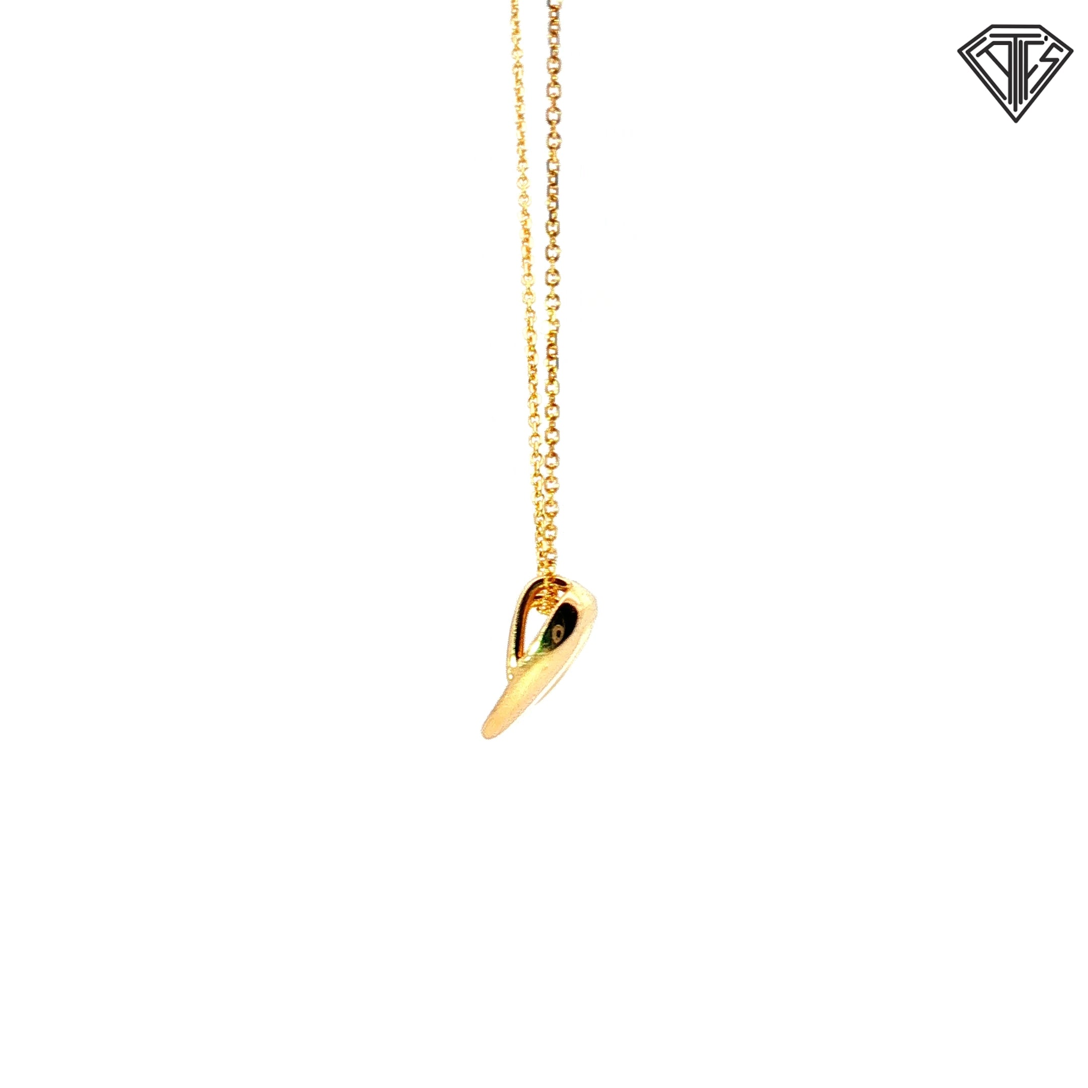 14k Yellow Gold .05ct F VS2 Round Diamond Open Heart Pendant 3.6 gram