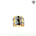18k Two Tone .72ct G SI1 Round Diamond Wide Band Size 7.5