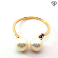 14k Yellow Gold (2) Fresh Water Pearls 7mm Open Ring Size 7.5