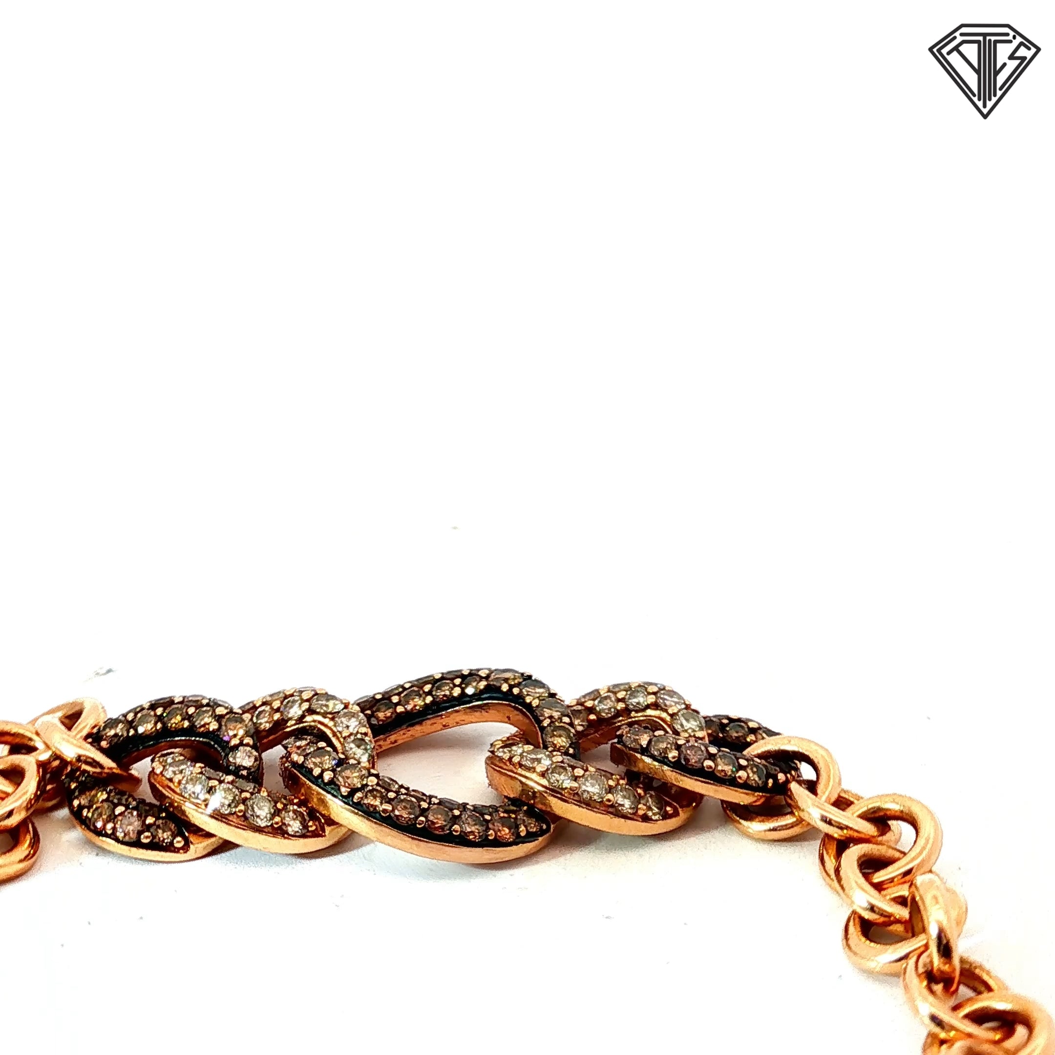 14k Rose Gold 1.50ct Chocolate Diamond Pave Link Bracelet 16.79 gram  7"inch