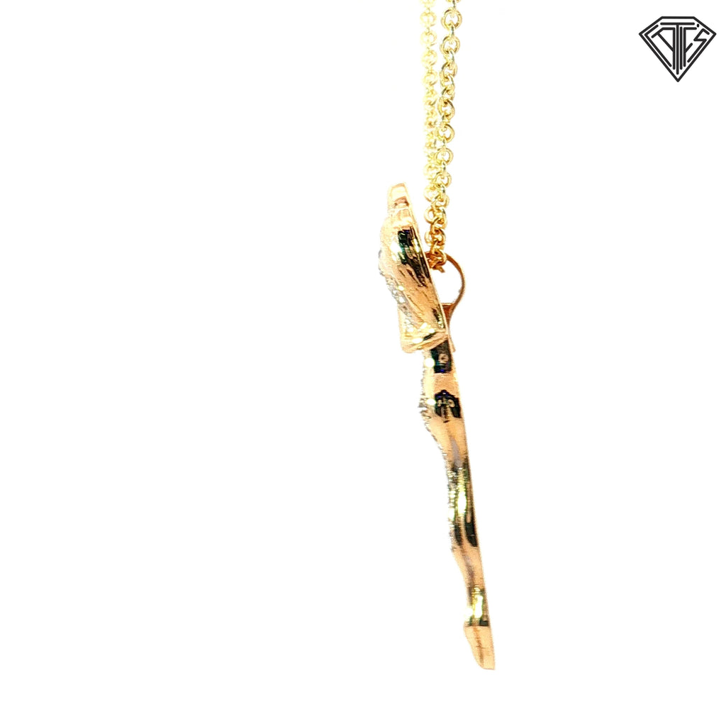 14k Yellow Gold .35ct H SI1 Round Diamond Abstract Embrace Pendant Necklace  6.3 gram 16"inch