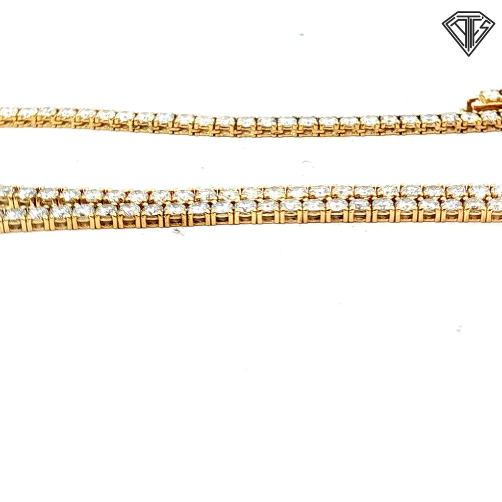 14k Yellow Gold 15.06ct G VS2/ SI1 Round Diamond Tennis Necklace 18"inch