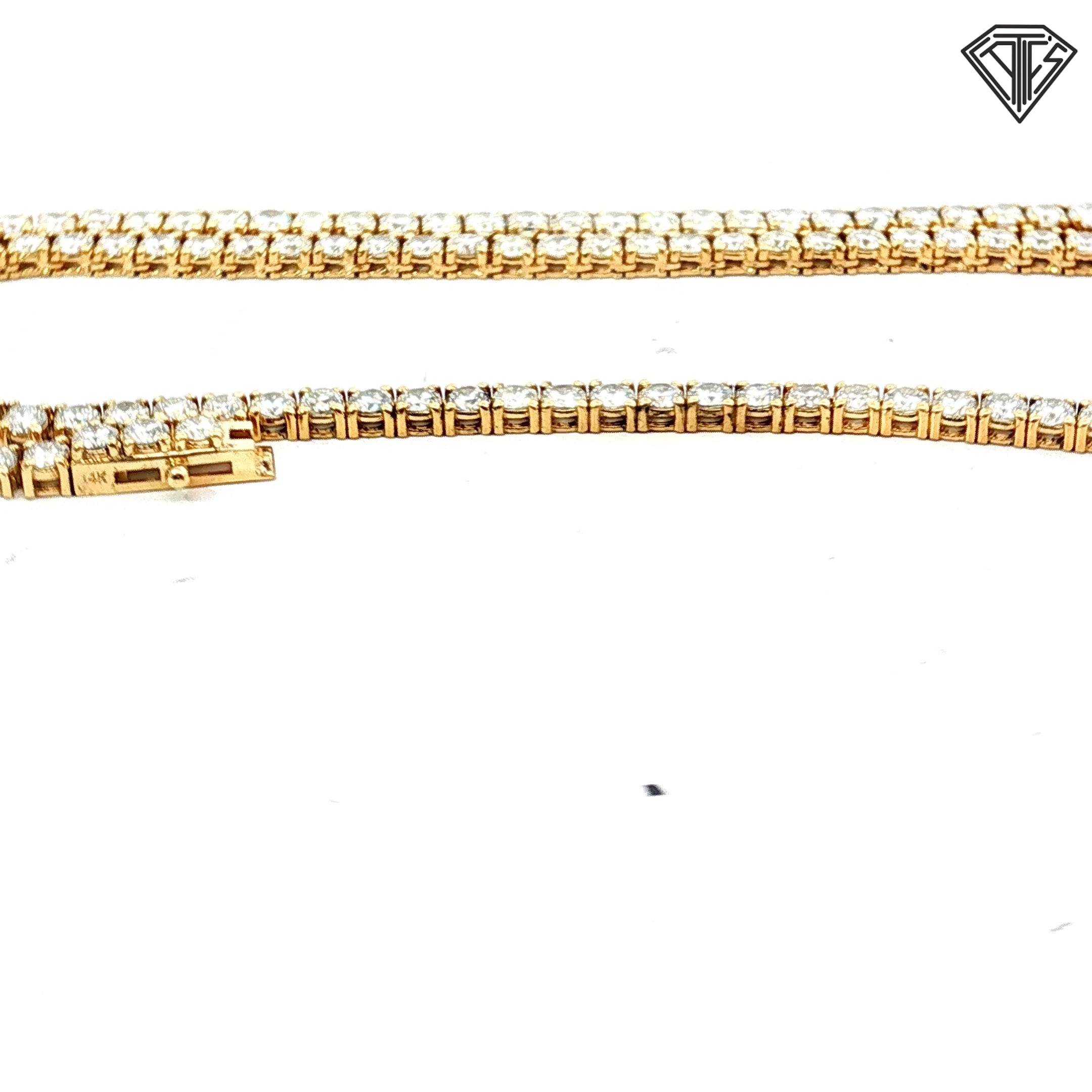 14k Yellow Gold 15.06ct G VS2/ SI1 Round Diamond Tennis Necklace 18"inch