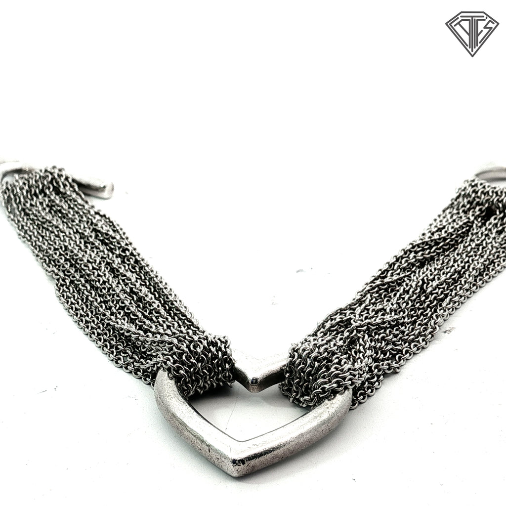 Pre-Loved Tiffany & Co. Open Heart Multi Strand Toggie Sterling Silver Bracelet 7"inch