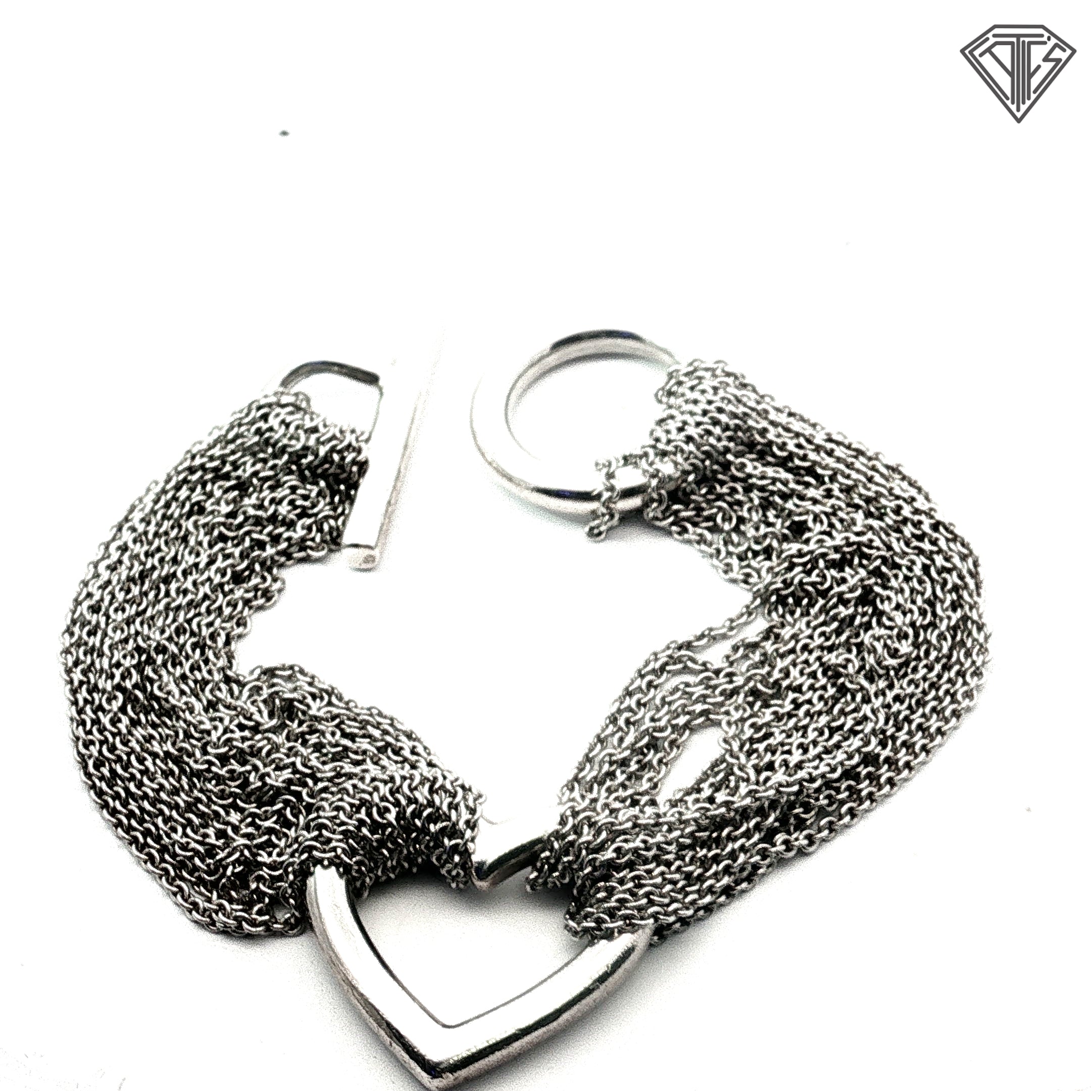 Pre-Loved Tiffany & Co. Open Heart Multi Strand Toggie Sterling Silver Bracelet 7"inch