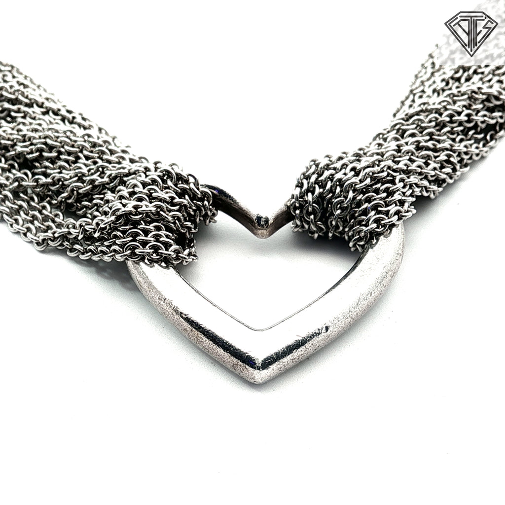 Pre-Loved Tiffany & Co. Open Heart Multi Strand Toggie Sterling Silver Bracelet 7"inch