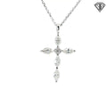 14k White Gold 1.00ct F VS2 /SI1 Marquise/ Round Diamond Cross Pendant 1 x 1/2" 18"inch