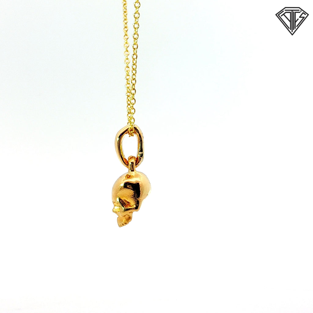 Pre-Loved 18k Yellow Gold David Yurman Skull Head with Round Diamond in Eyes 20"inch