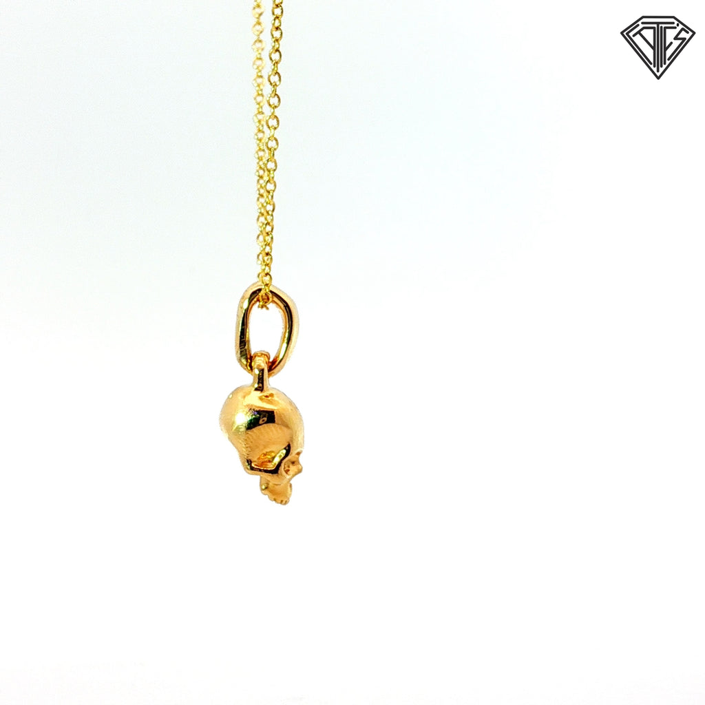 Pre-Loved 18k Yellow Gold David Yurman Skull Head with Round Diamond in Eyes 20"inch