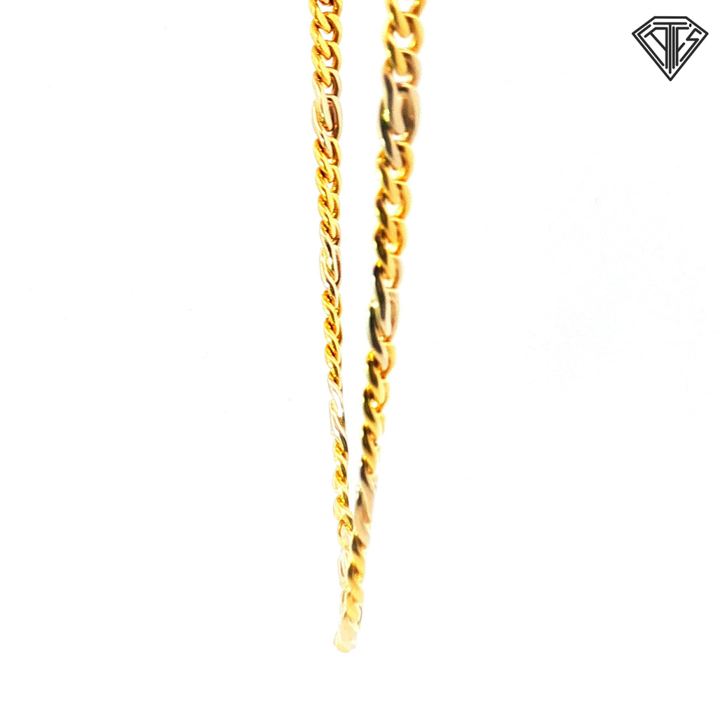 18k Two Tone Curb Link Chain Italian SuperOro 57.00 gram 22"inch Marked 1231VI (Italian Factory Code)