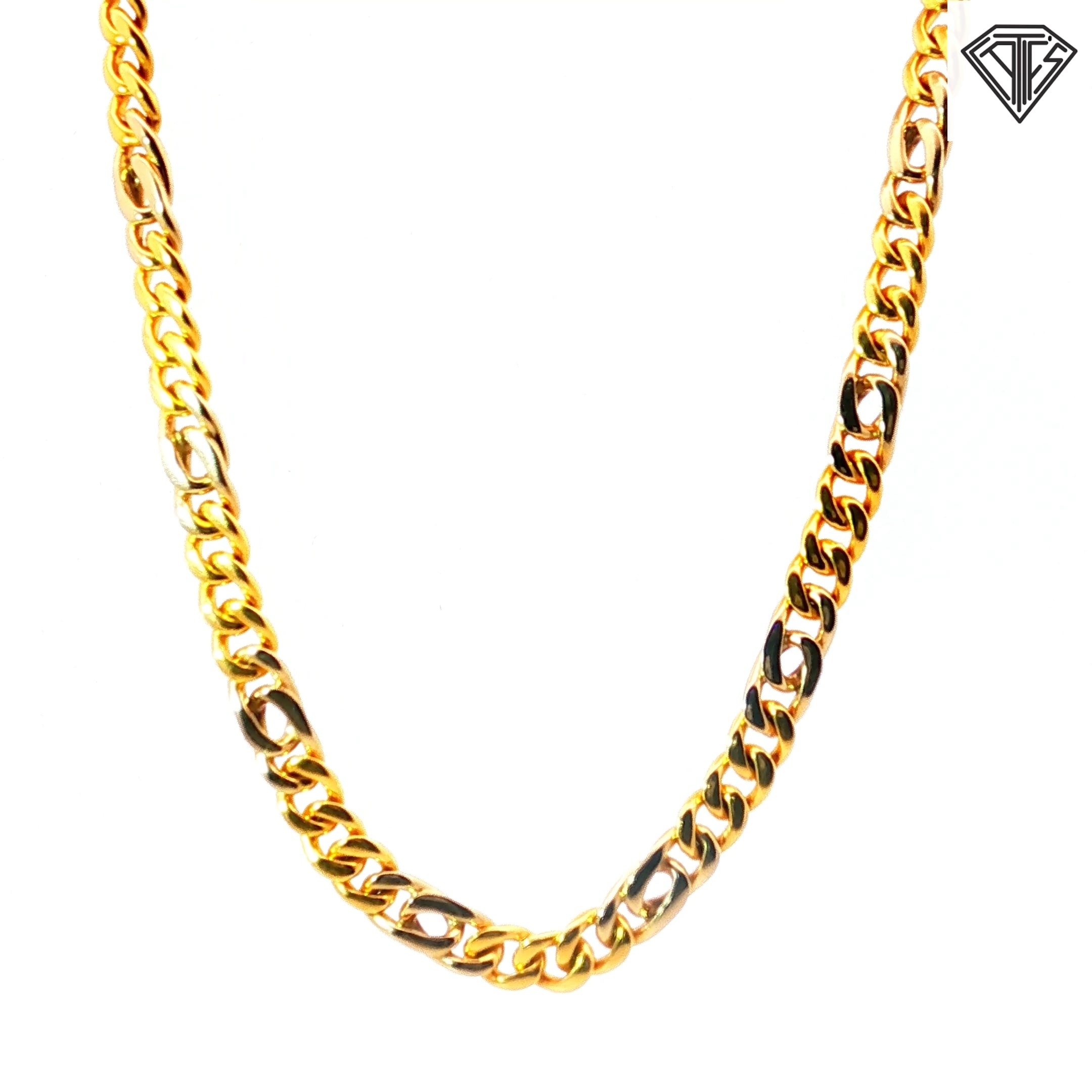 18k Two Tone Curb Link Chain Italian SuperOro 57.00 gram 22"inch Marked 1231VI (Italian Factory Code)