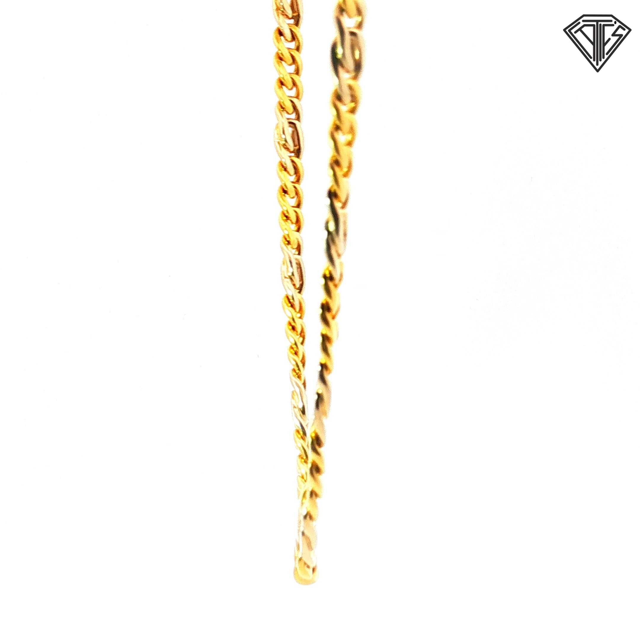 18k Two Tone Curb Link Chain Italian SuperOro 57.00 gram 22"inch Marked 1231VI (Italian Factory Code)