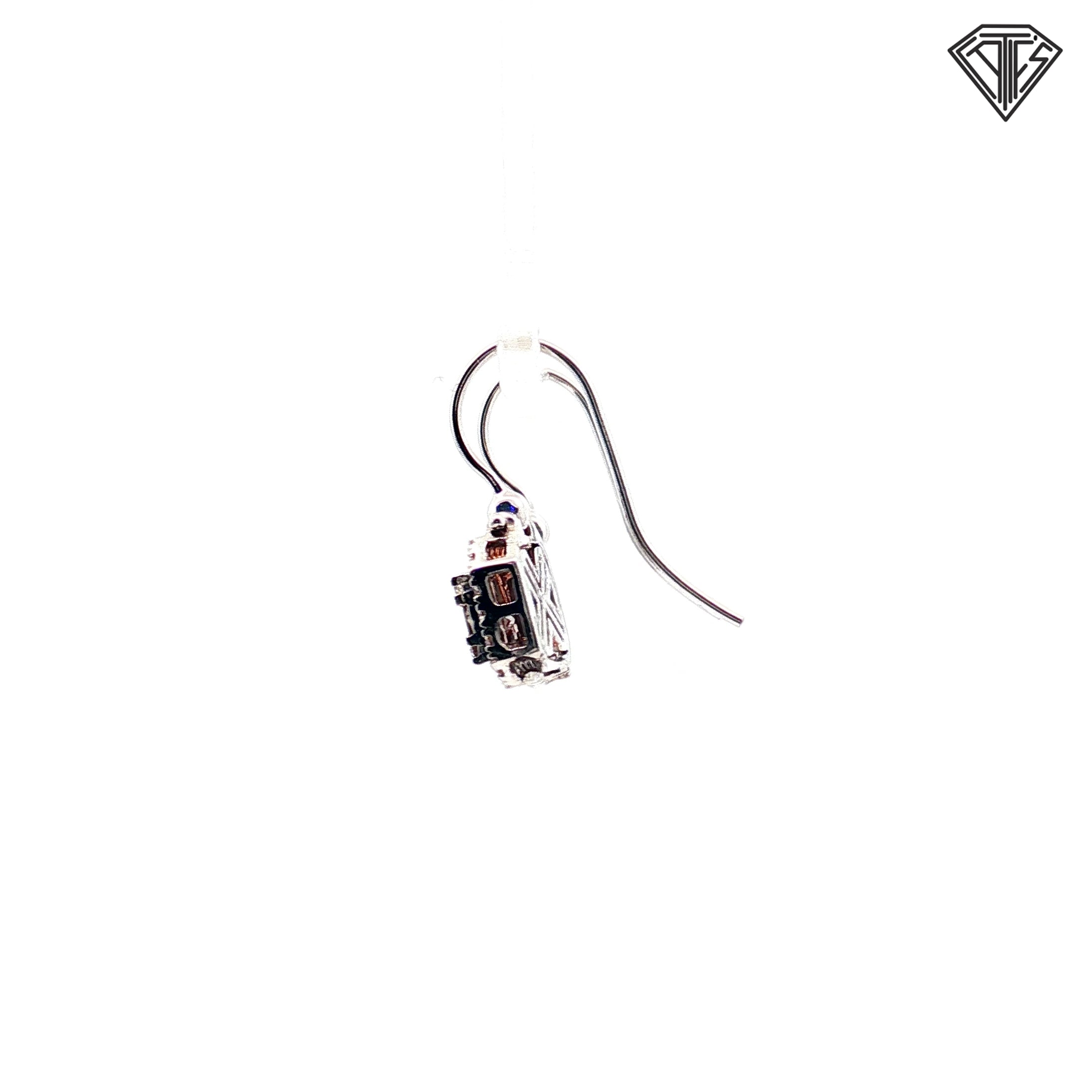 14k White Gold 1.00ct G VS2 Baguette/ Round Total Weight Diamond Drop French Hook Earrings