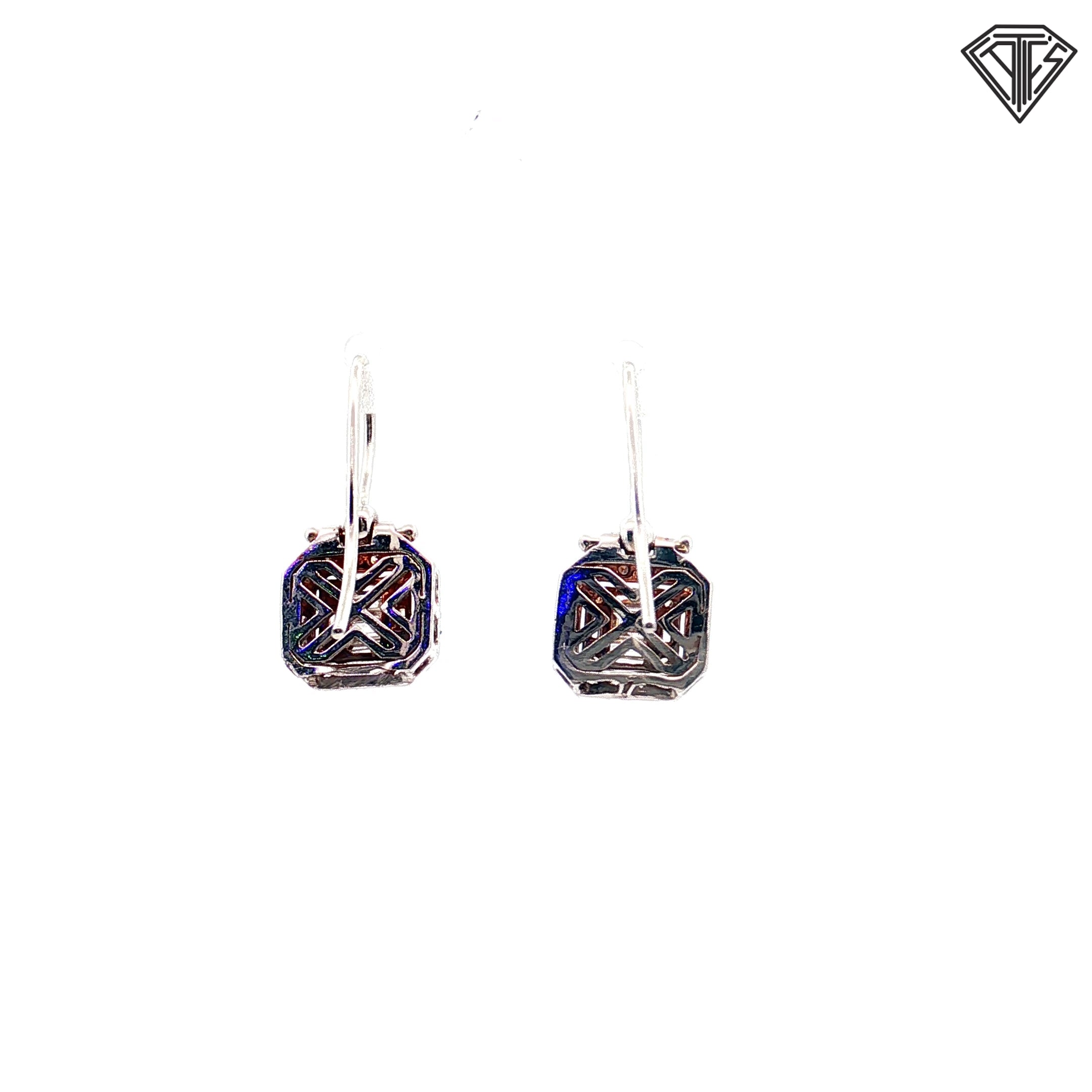 14k White Gold 1.00ct G VS2 Baguette/ Round Total Weight Diamond Drop French Hook Earrings