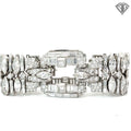 Platinum 42.50ct G -I VS2 Marquise, Carre Cut, Single Cut, Transit rial Round, Baguette and Tapered Baguette Diamond 1950's Wide Panel Bracelet 7"inch 94.9 gram
