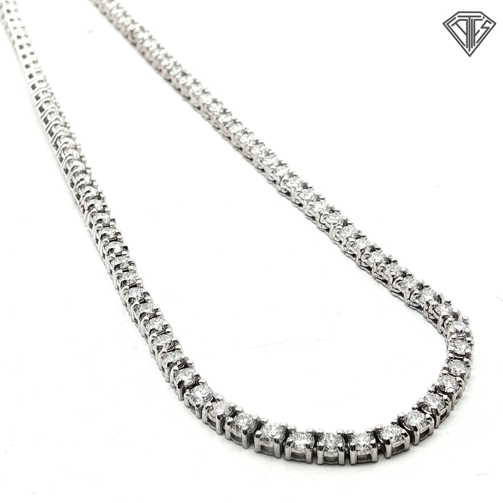 14k White Gold 8.00ct H SI1 Round Diamond Tennis Necklace 22"inch