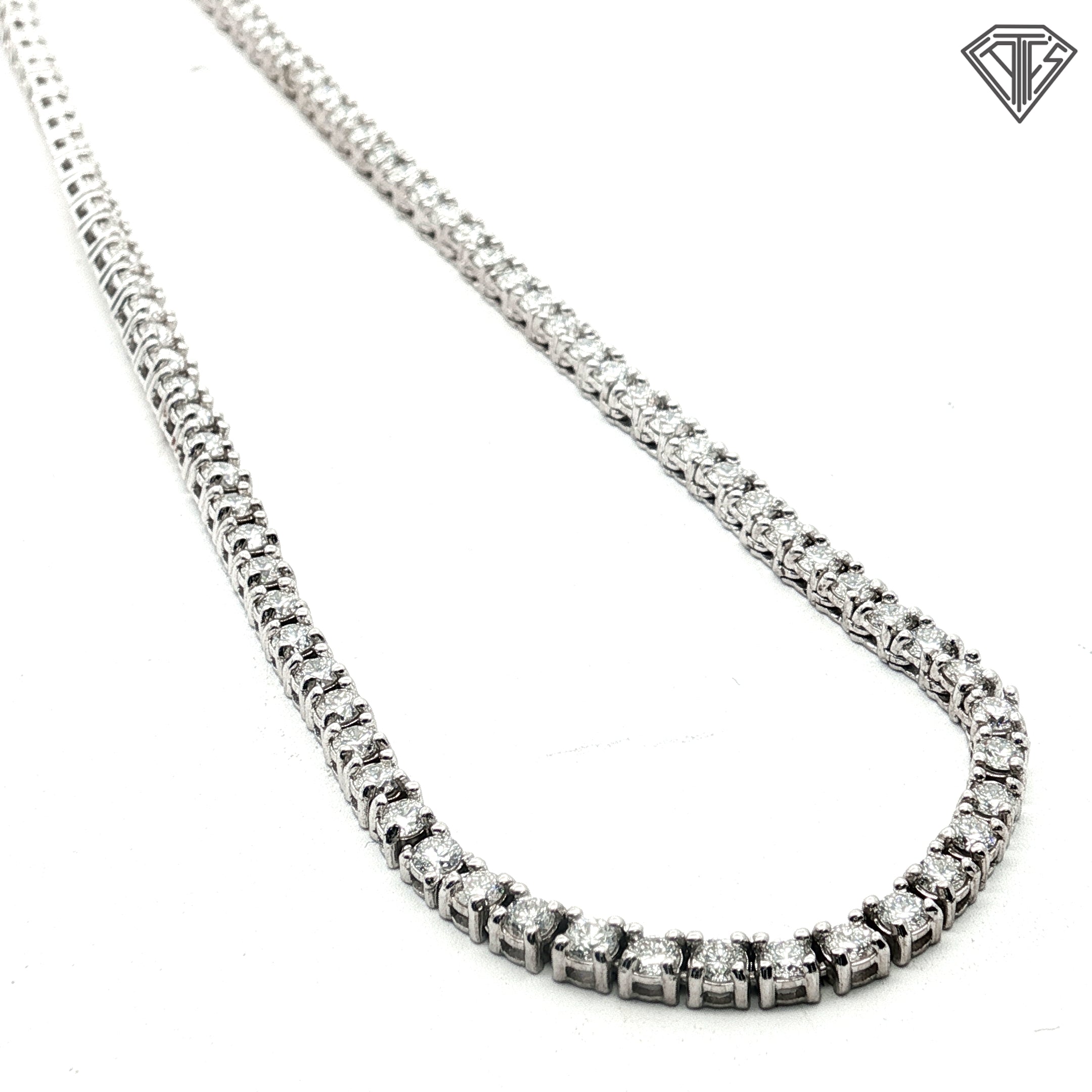 14k White Gold 8.00ct H SI1 Round Diamond Tennis Necklace 22"inch