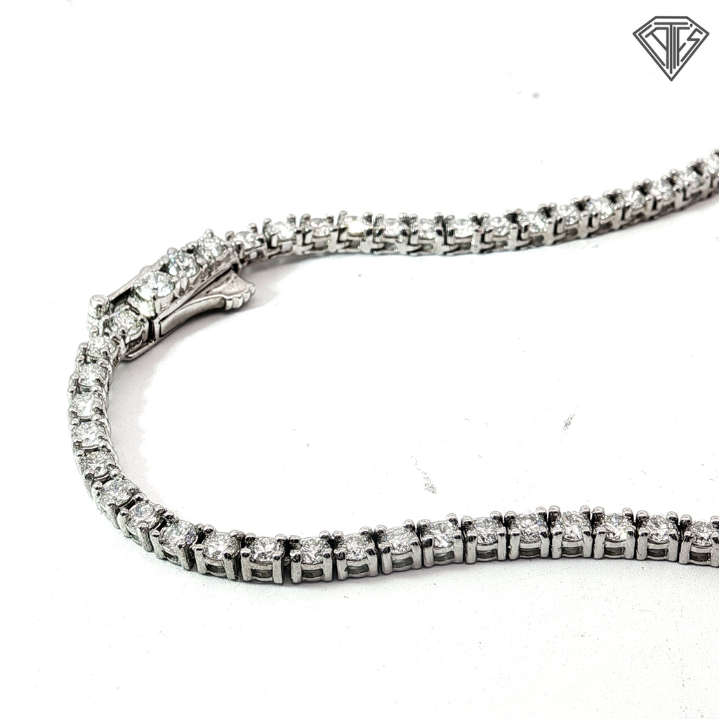 14k White Gold 8.00ct H SI1 Round Diamond Tennis Necklace 22"inch