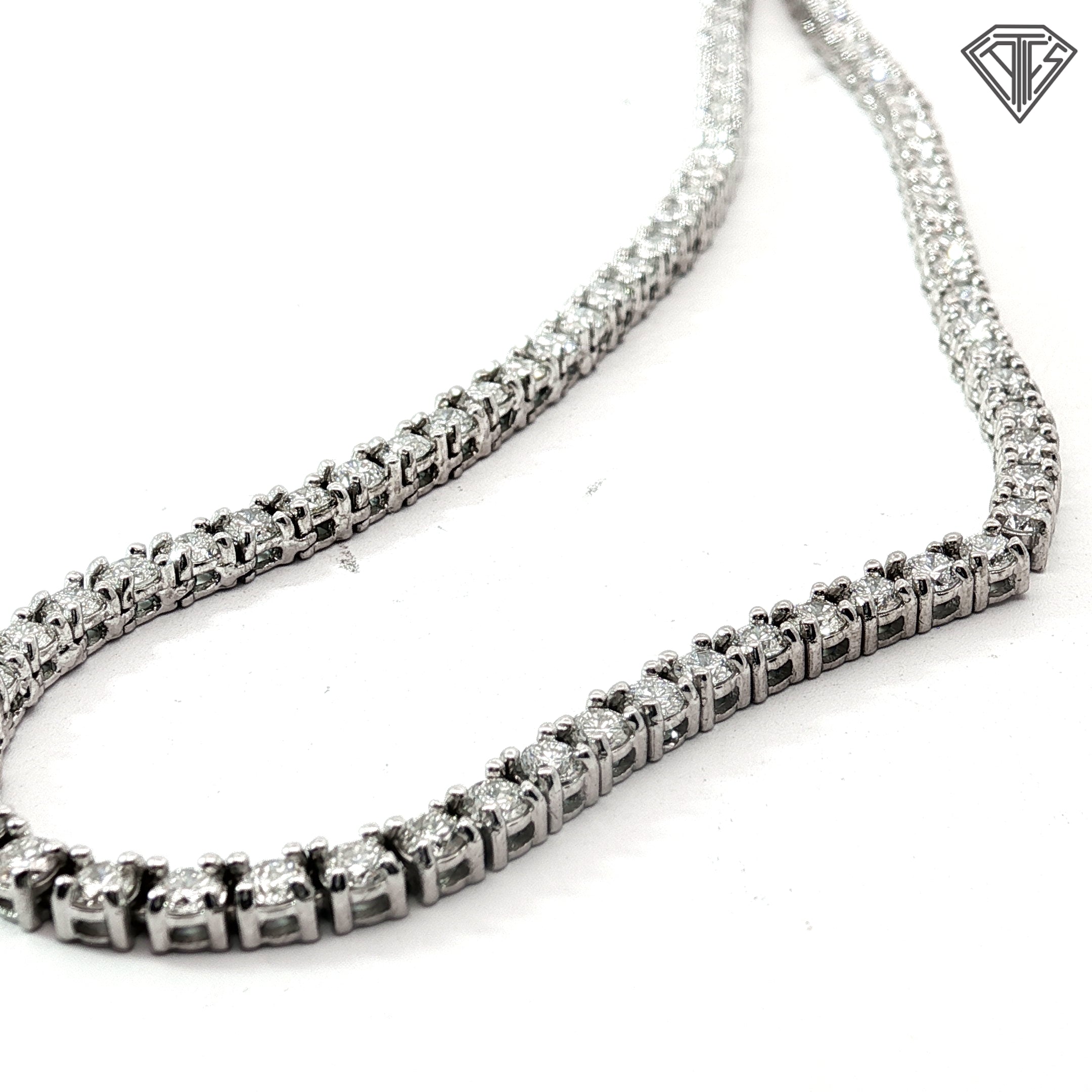 14k White Gold 8.00ct H SI1 Round Diamond Tennis Necklace 22"inch
