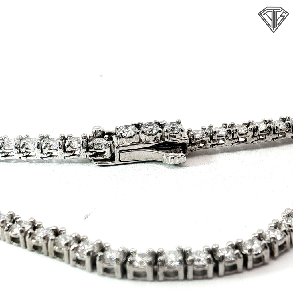 14k White Gold 8.00ct H SI1 Round Diamond Tennis Necklace 22"inch
