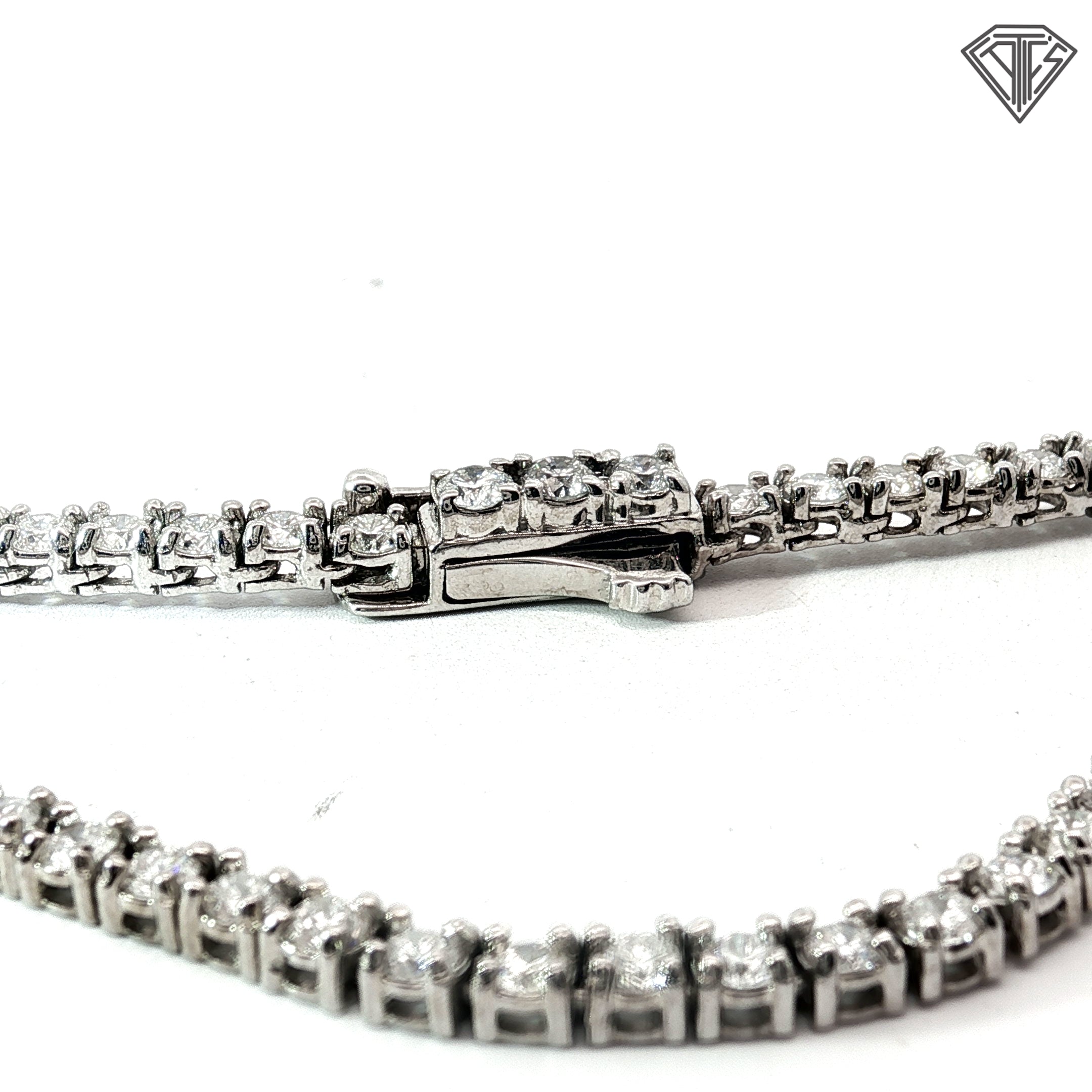 14k White Gold 8.00ct H SI1 Round Diamond Tennis Necklace 22"inch