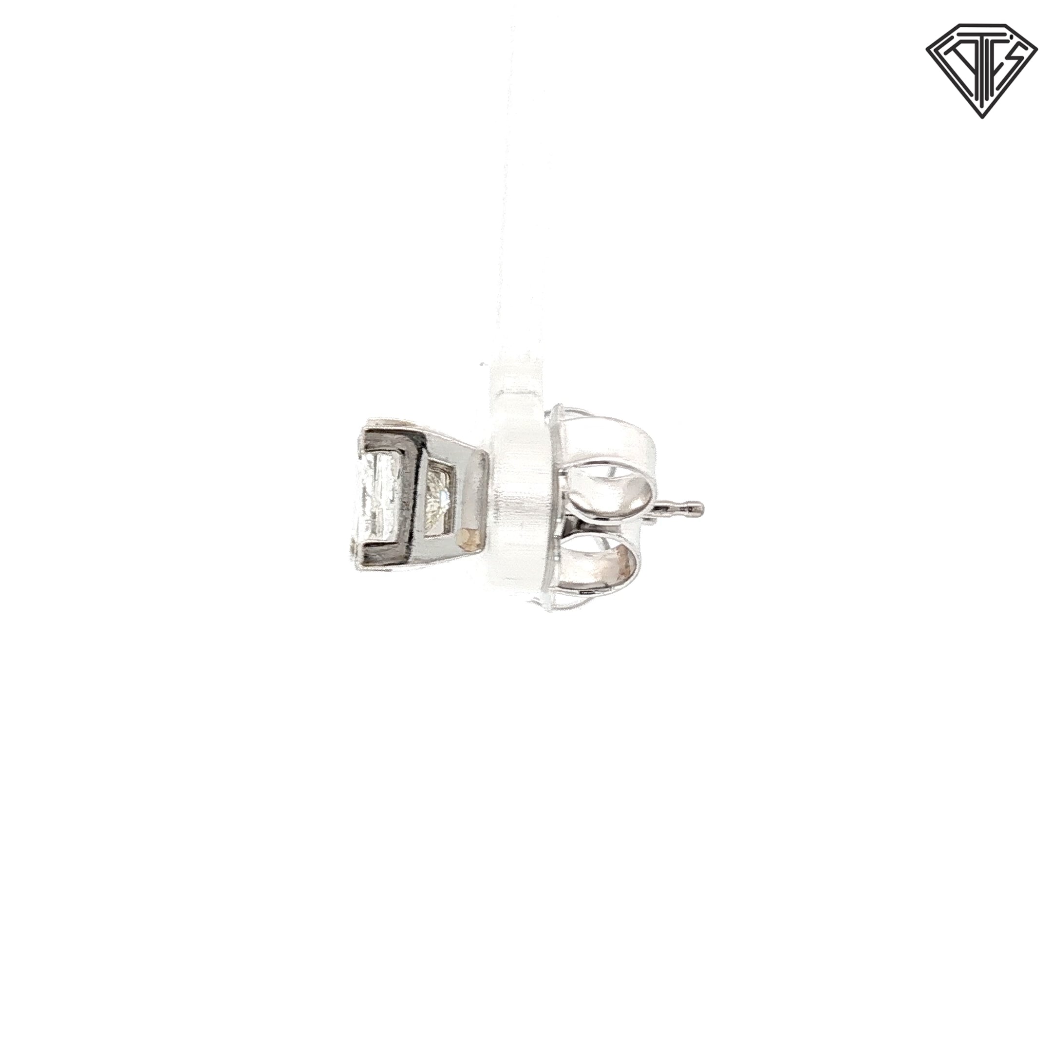 14k White Gold 2.00ct G VS2 Princess Cut Diamond Stud Earrings