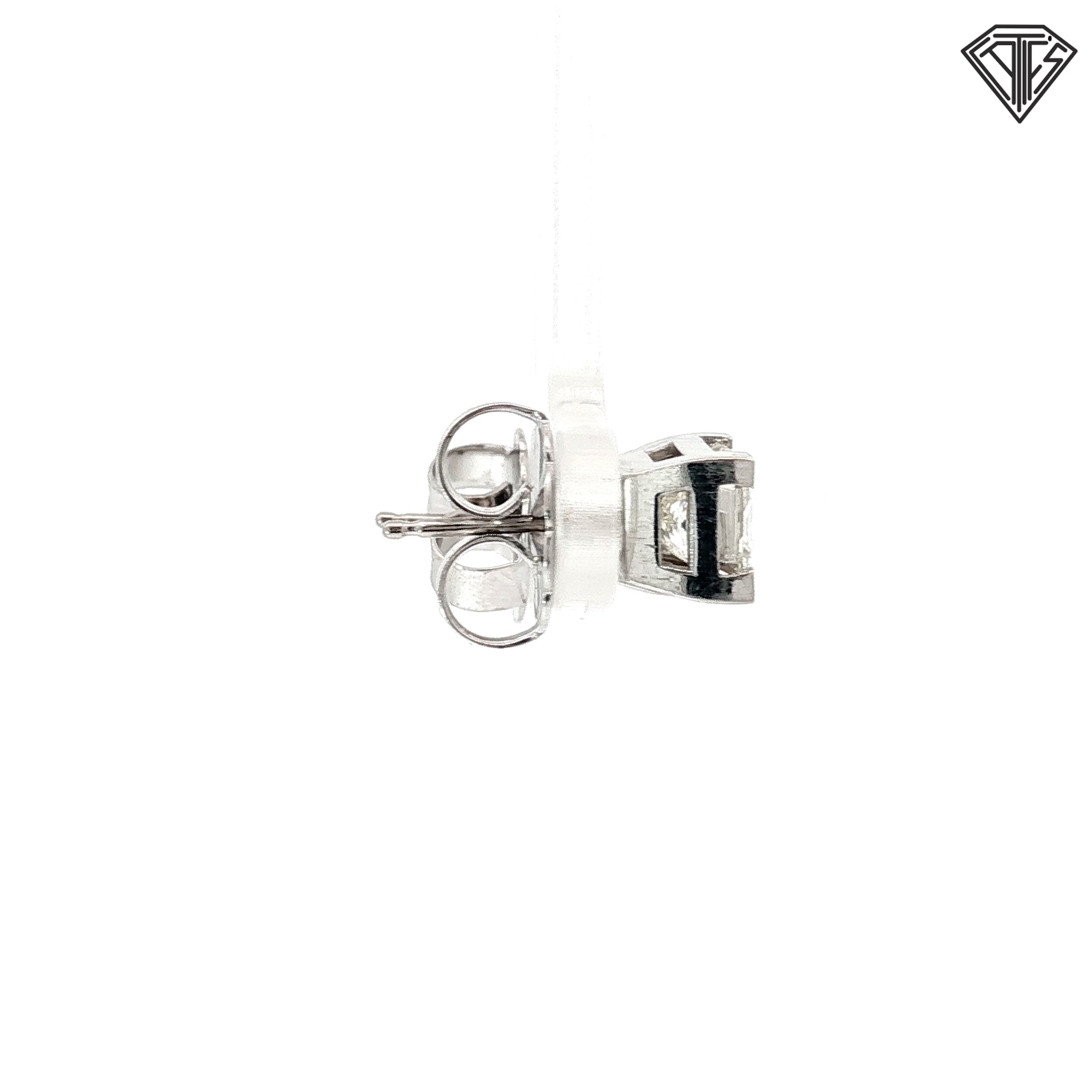 14k White Gold 2.00ct G VS2 Princess Cut Diamond Stud Earrings