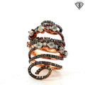 18k Rose Gold 3.00ct Round champagne Rough Diamond/ 1.50ct Round Chocolate Diamond Flexible Knuckle Finger Ring 20 gram Size 7. 5