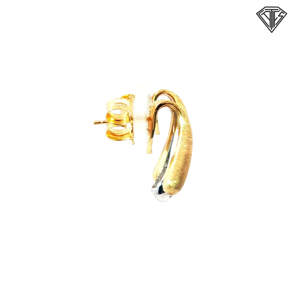 18k Two Tone Gold .53ct F VVS2 Round Lucia Diamond Satin Stud Earrings Design By Marco Bicego