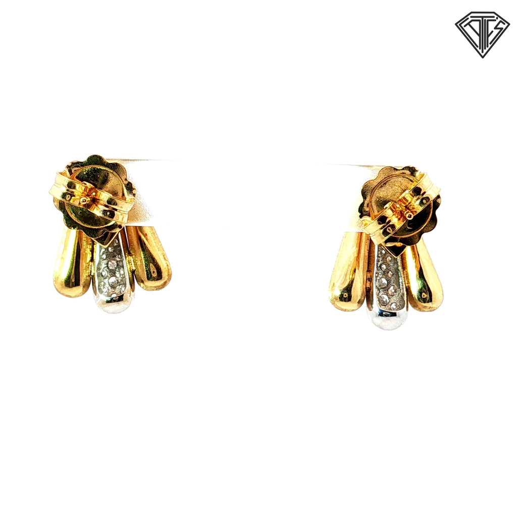 18k Two Tone Gold .53ct F VVS2 Round Lucia Diamond Satin Stud Earrings Design By Marco Bicego