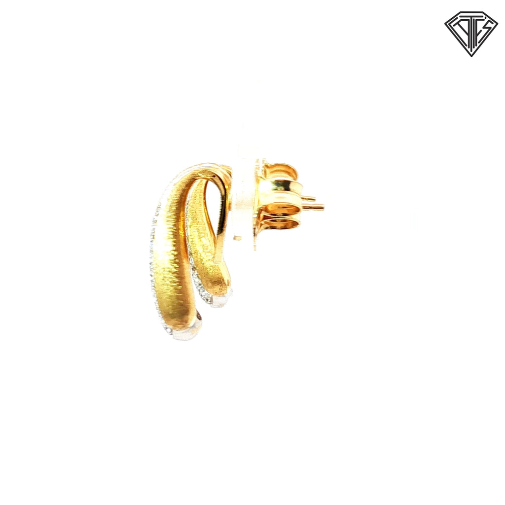 18k Two Tone Gold .53ct F VVS2 Round Lucia Diamond Satin Stud Earrings Design By Marco Bicego