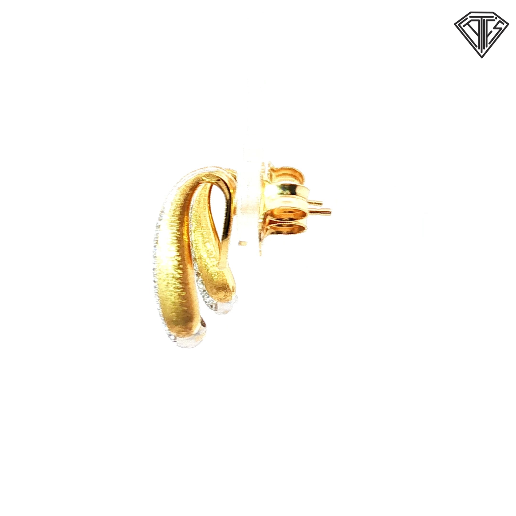 18k Two Tone Gold .53ct F VVS2 Round Lucia Diamond Satin Stud Earrings Design By Marco Bicego