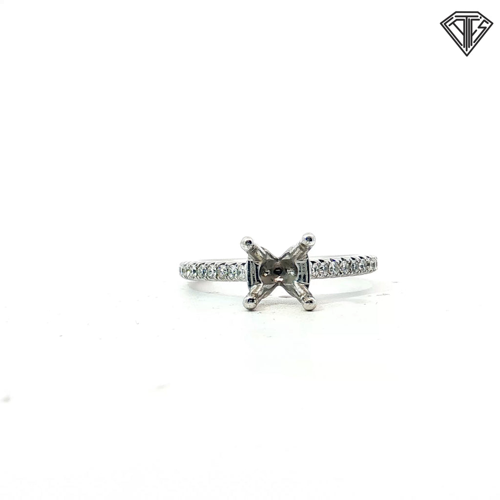 14k White Gold .35ct F SI2 Round Diamond (4) Prong Solitaire Engagement Ring Mounting Size 7.5 (mounting is for a 1.50ct) 3.3 gram