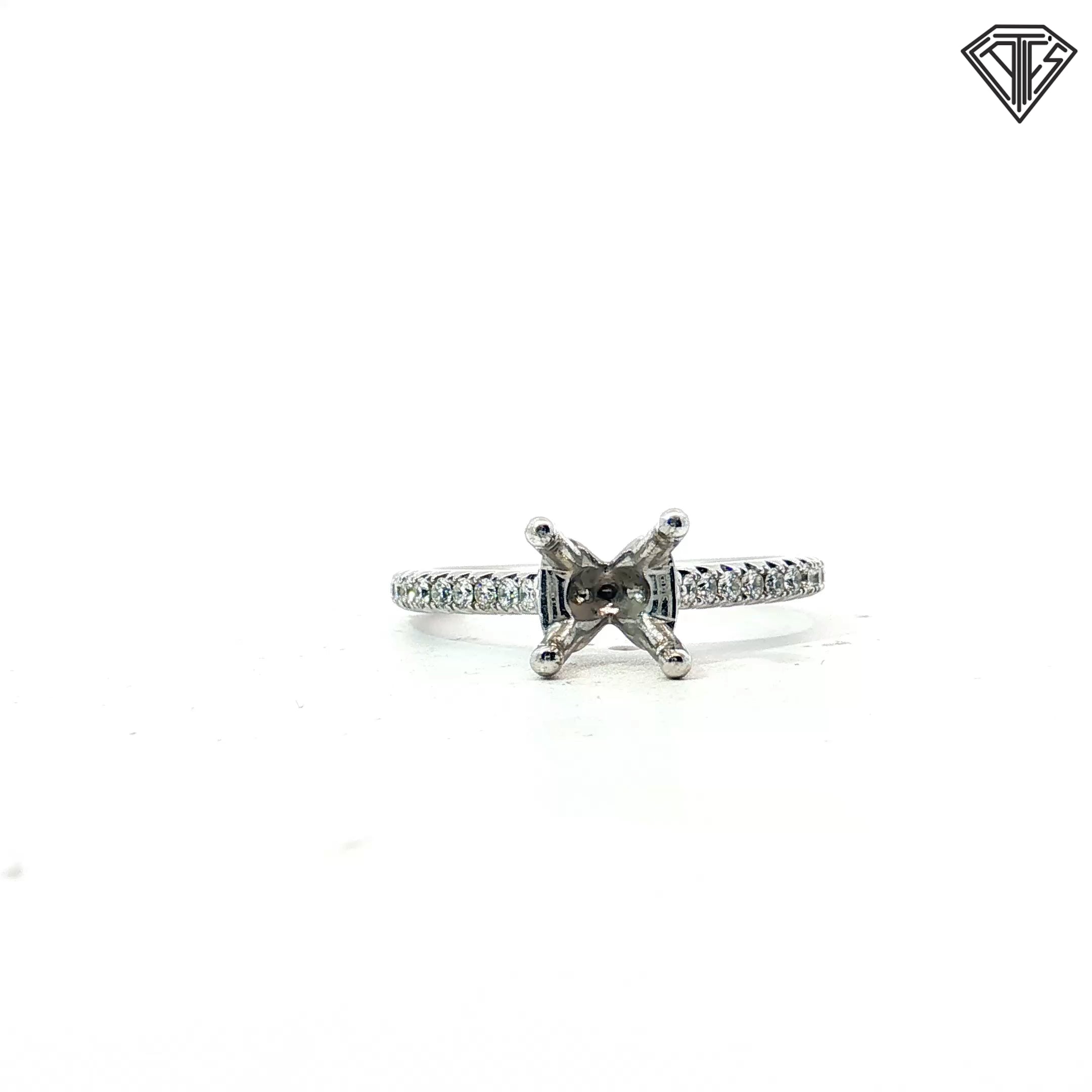 14k White Gold .35ct F SI2 Round Diamond (4) Prong Solitaire Engagement Ring Mounting Size 7.5 (mounting is for a 1.50ct) 3.3 gram