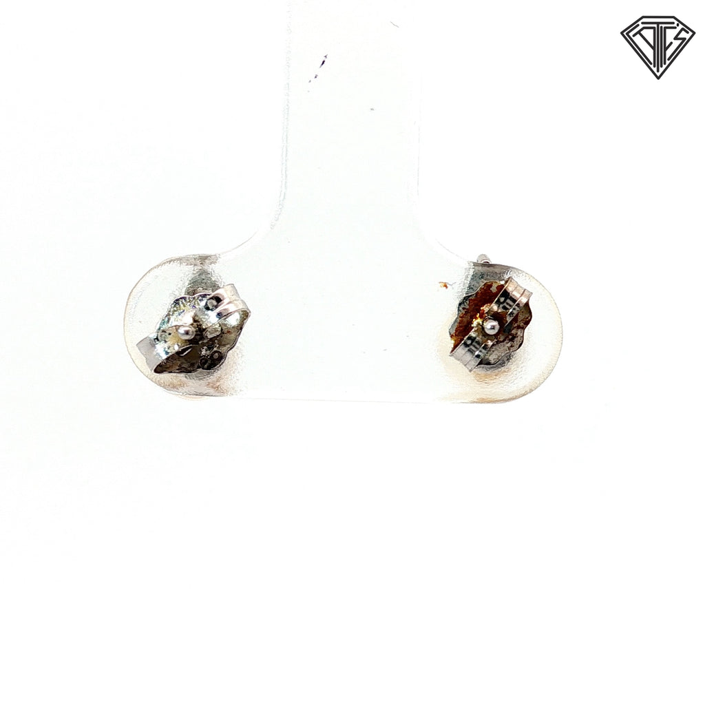 14k White Gold .10ct G SI1 Round Diamond / Pearl 6mm Stud Earrings