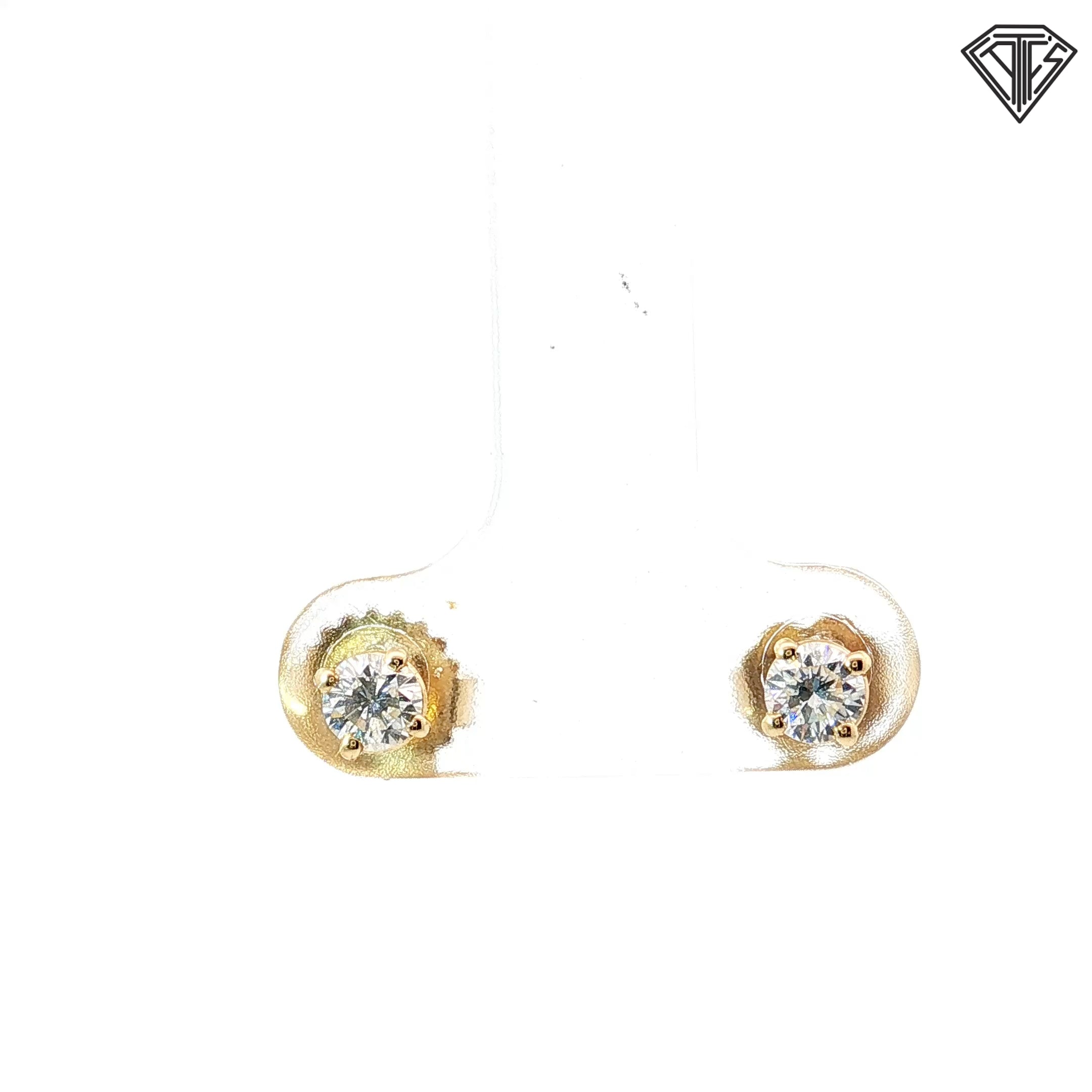 14k Yellow Gold .35ct F SI1 Round Diamond Stud Earrings