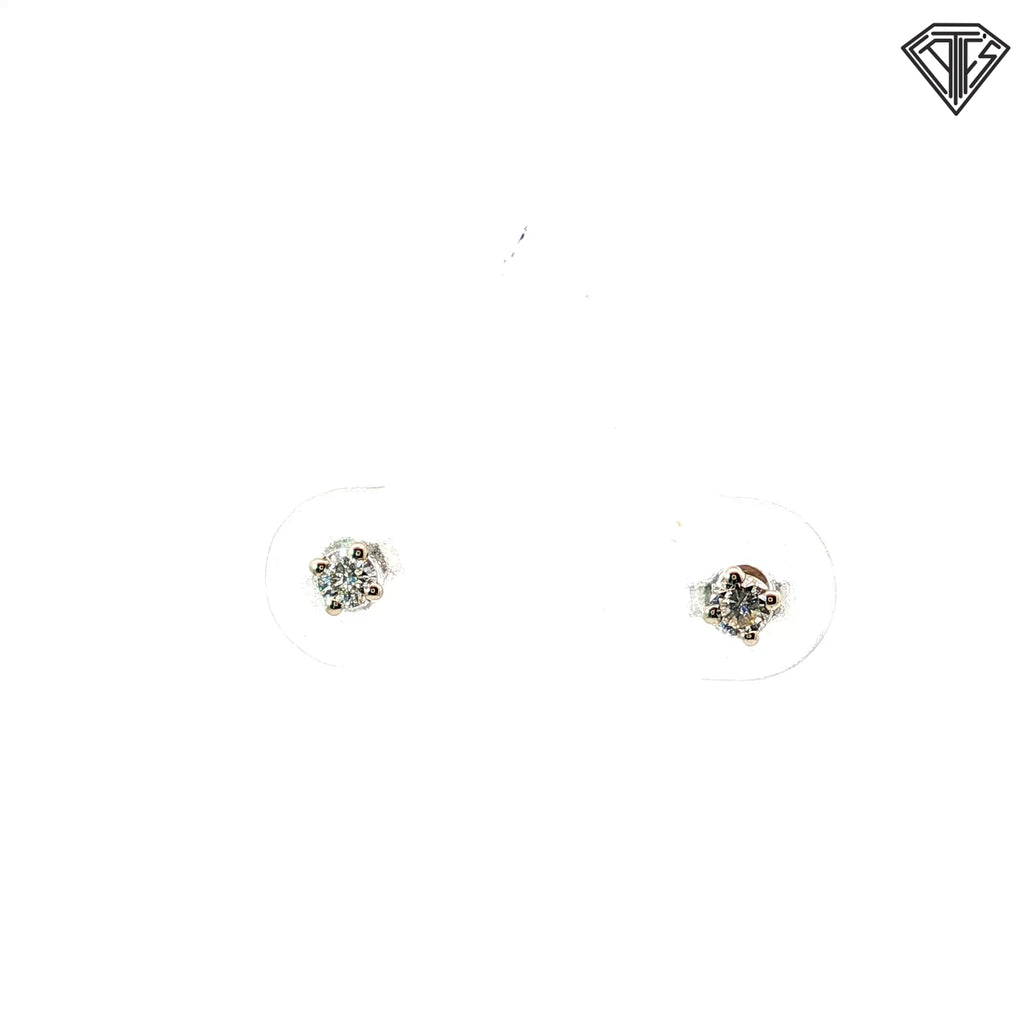 14k White Gold .10ct G SI1 Round Stud Earrings